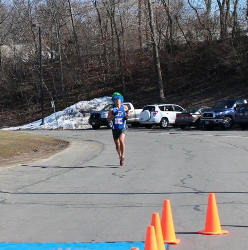Coming in to the finish line at the Inaugural Leprechaun 5K - 20:20 (8th overall, 3rd in AG, 1st in LHR - Leprechaun Hat Runners)